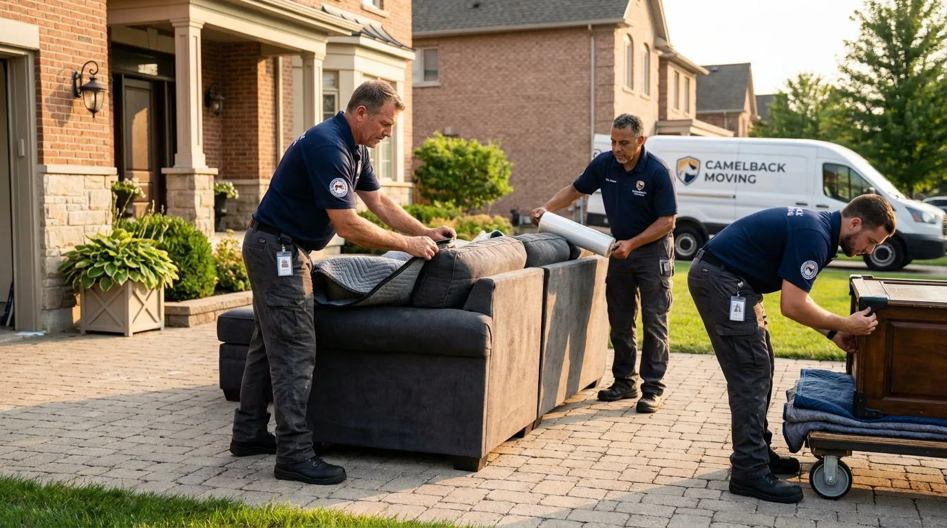 Large estate moving crew wrapping furniture in Centerton, AR