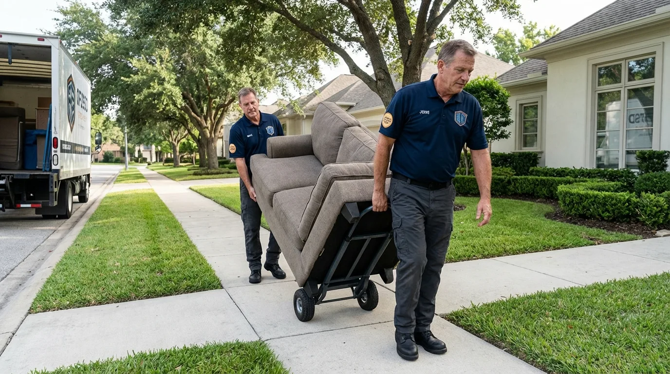 Local residential moving crew loading furniture in Centerton, AR