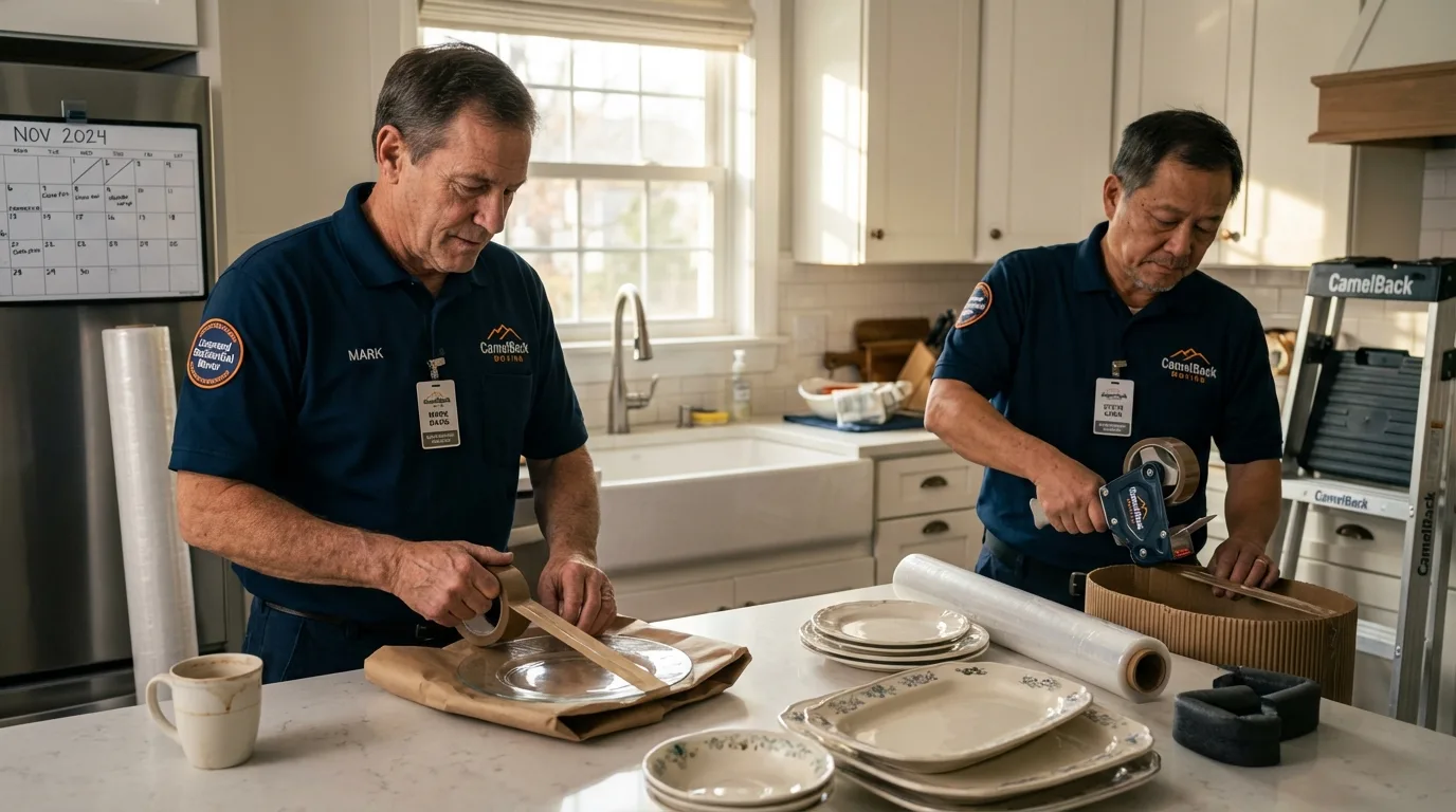 Professional crew packing kitchen dishware in Centerton, AR