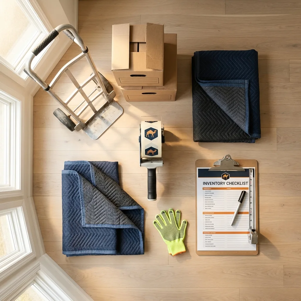 Professional moving supplies and packing materials layout for Centerton residential relocations